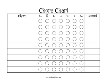 Blank Bubble Chore Chart
