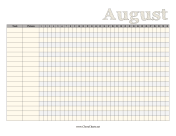 August Chore Chart