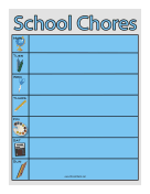 Blue School Activities Chore Chart
