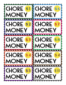 Colorful Chore Money