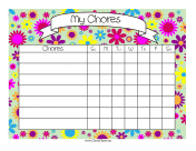 Colorful Flowers Chore Chart