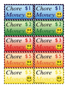 Colorful Smiley Face Chore Money