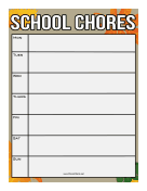 Fall Classroom Chore Chart