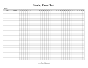 Family Monthly Chore Chart