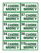 Green Chore Money Bills