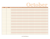 October Chore Chart