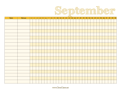 September Chore Chart