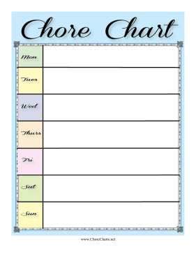 7 Day Chore Chart