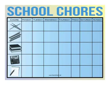 Blue School Chore Chart