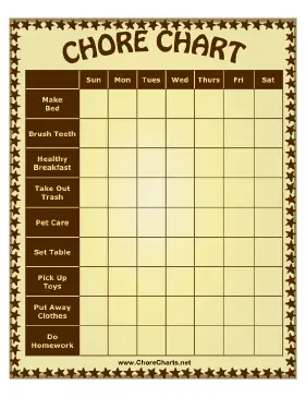 Chore Chart with Nine Chores