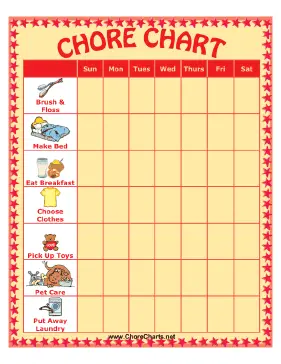 Chore Chart with Seven Chores and Pictures