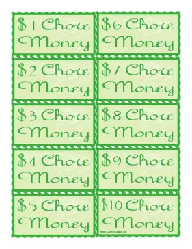Chore Money Bills