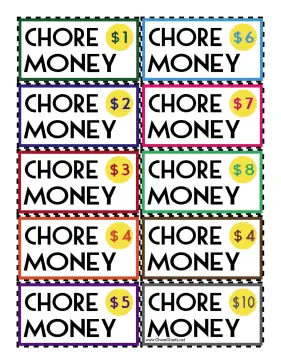 Colorful Chore Money