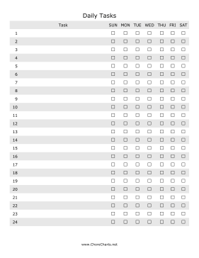 Daily Tasks Chore Chart