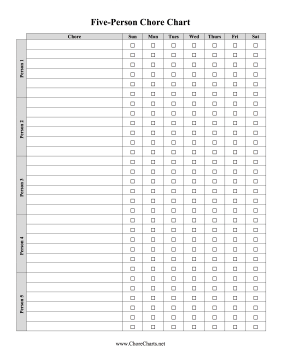 Five-Person Chore Chart