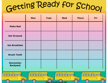 Getting Ready For School Chore Chart