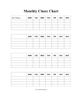 Monthly Chore Chart