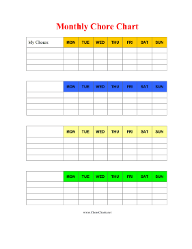 Monthly Chore Chart