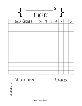 Personal Daily And Weekly Chore Chart