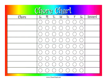 Rainbow Reward Chore Chart