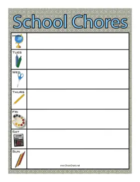 School Activities Chore Chart