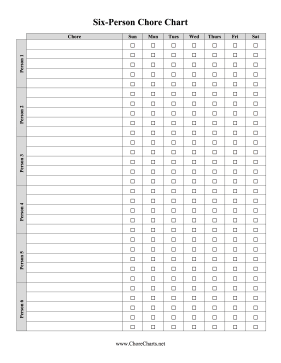 Six-Person Chore Chart