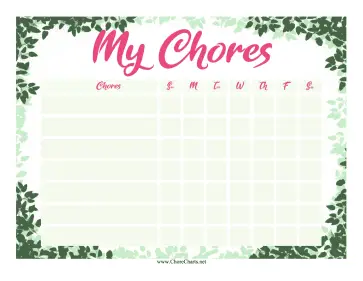 Summer Chore Chart