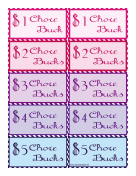 Pretty Chore Bucks